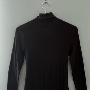 Brown Ribbed Turtleneck Top Size M
